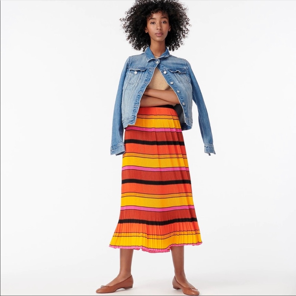 Jcrew pleated striped skirt size 6